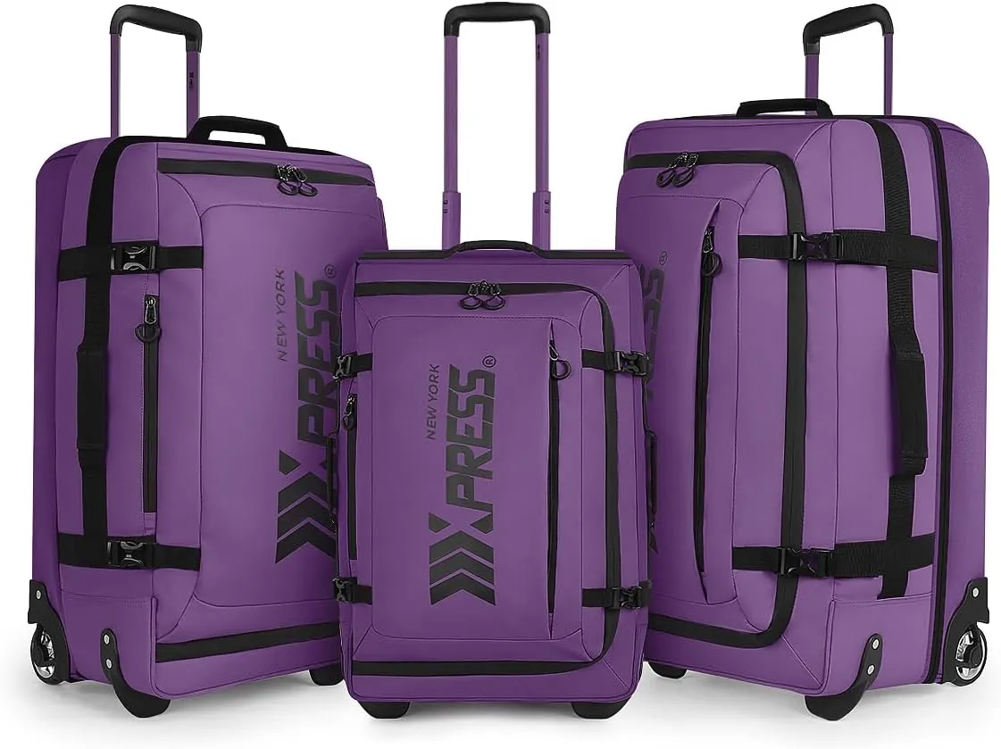 Luggage Sets 3 Piece,Rolling Duffle Bag w/Handle,Carry on Luggage Travel Duffle Bags for Man Women#Purple
