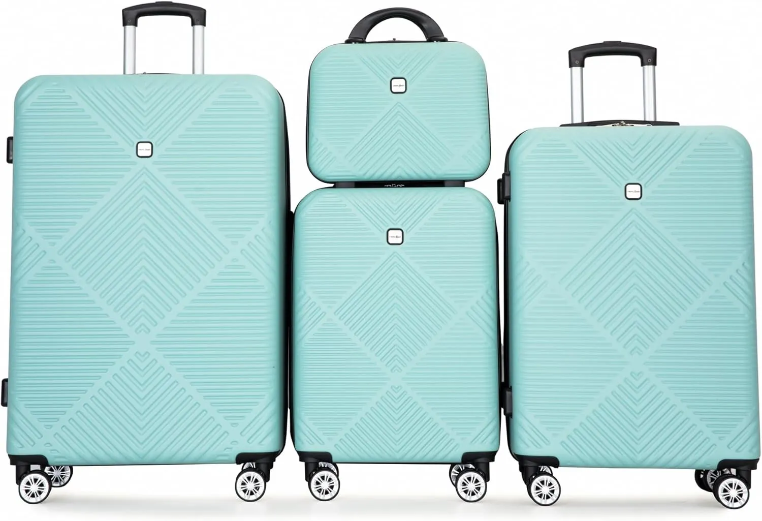 Luggage Sets 4 Piece Suitcase Set ABS Lightweight Carry On Luggage with Spinner Wheels, Hardside Suitcases Durable Luggage Hardside (14/20/24/28) Light Blue