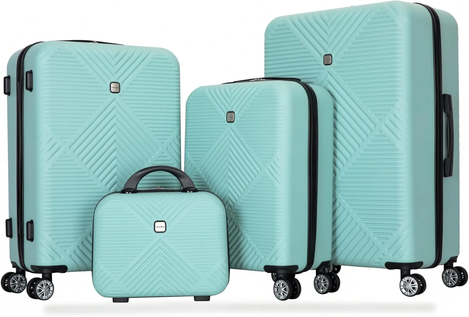 Luggage Sets 4 Piece Suitcase Set ABS Lightweight Carry On Luggage with Spinner Wheels, Hardside Suitcases Durable Luggage Hardside (14/20/24/28) Light Blue