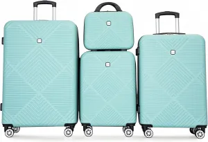 Luggage Sets 4 Piece Suitcase Set ABS Lightweight Carry On Luggage with Spinner Wheels, Hardside Suitcases Durable Luggage Hardside (14/20/24/28) Light Blue