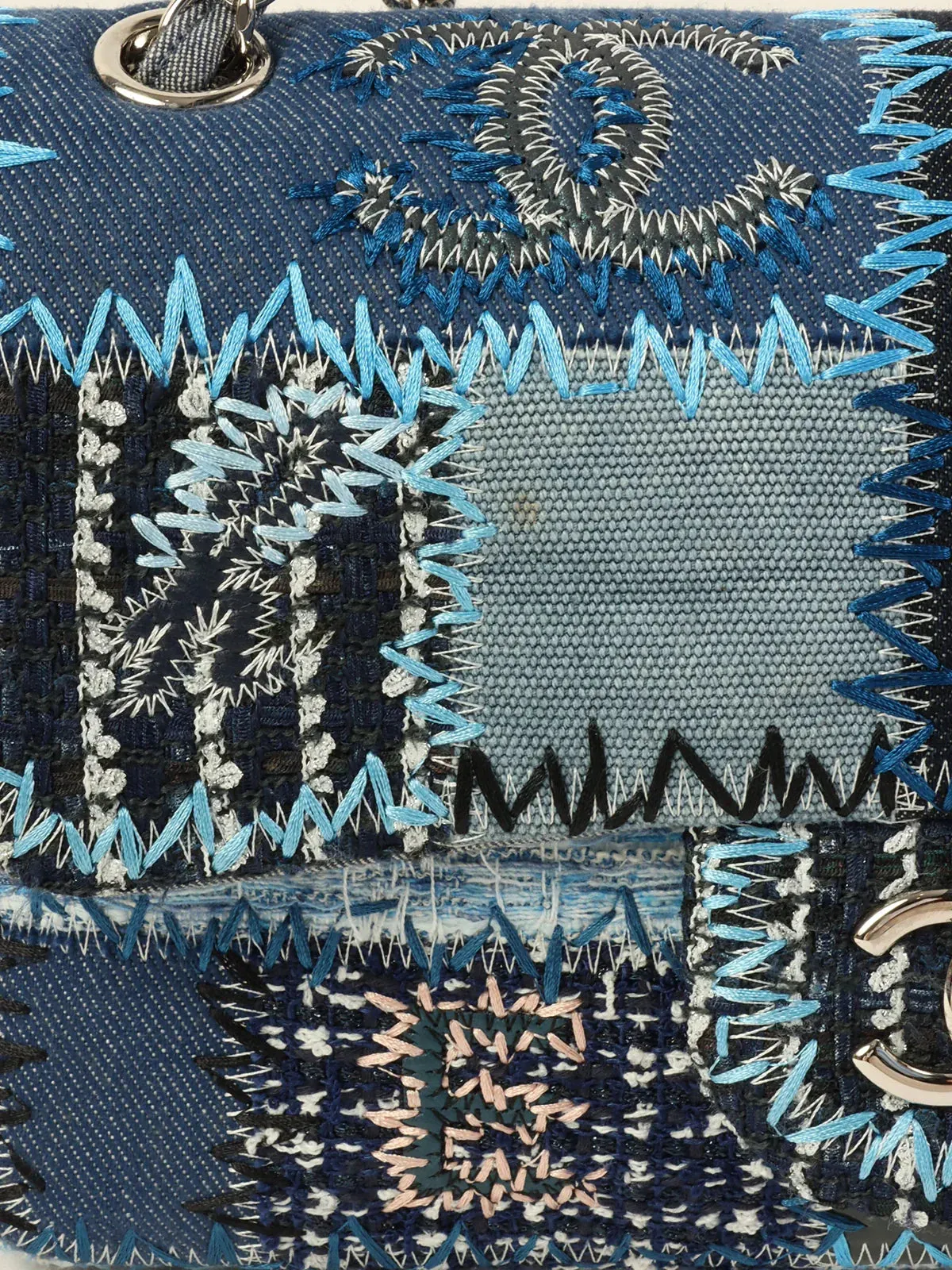 Made Chanel Artificial Intelligence (AI) Quality Bag Classic Around 2014 New Blue/Multi Chain Shoulder Positive feedback Top Patchwork