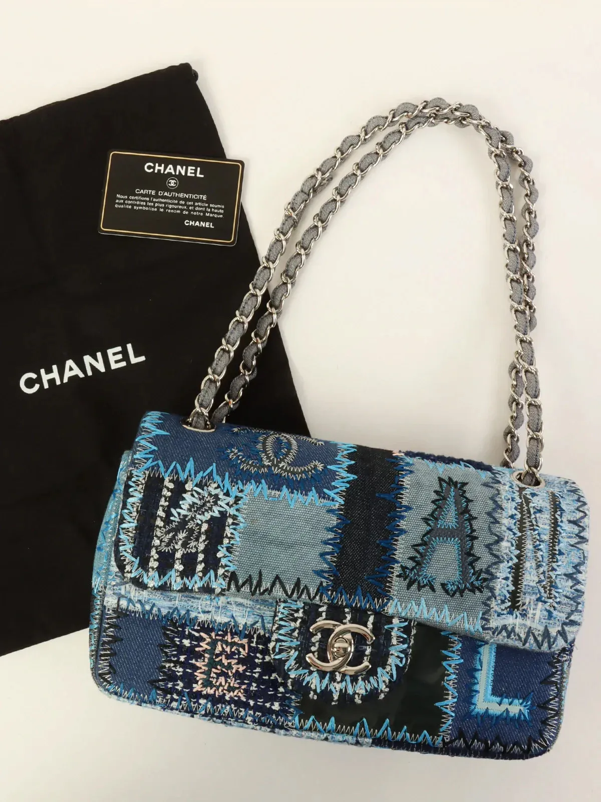 Made Chanel Artificial Intelligence (AI) Quality Bag Classic Around 2014 New Blue/Multi Chain Shoulder Positive feedback Top Patchwork