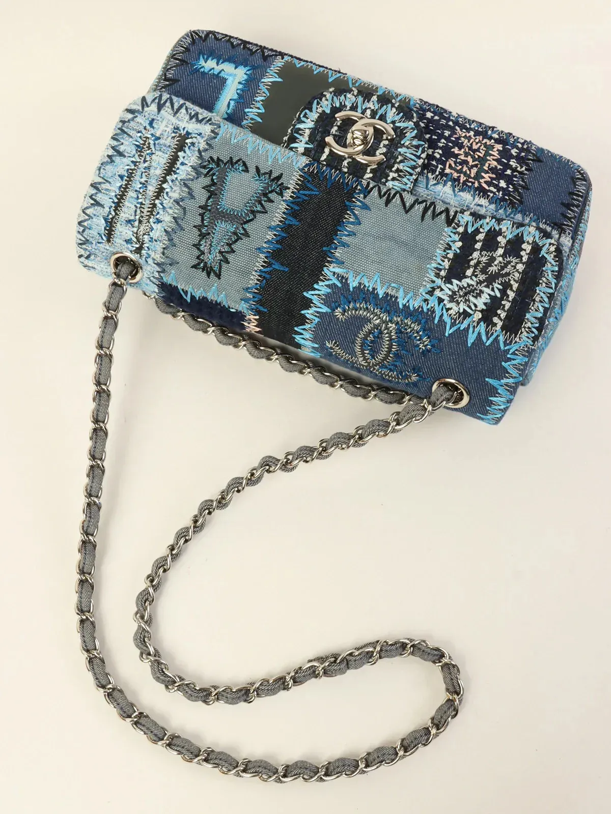 Made Chanel Artificial Intelligence (AI) Quality Bag Classic Around 2014 New Blue/Multi Chain Shoulder Positive feedback Top Patchwork