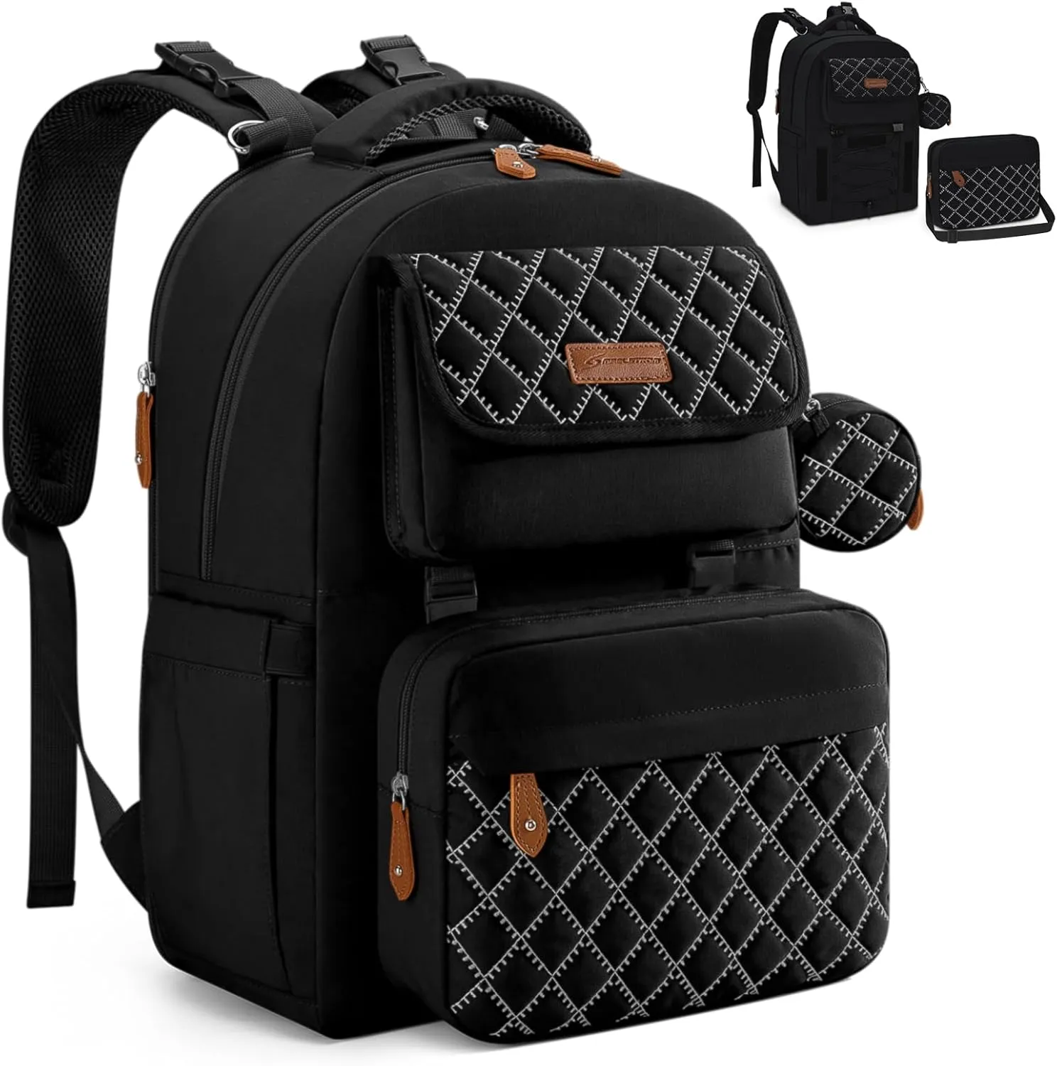 Maelstrom Diaper Bag Backpack,29L-45L Expandable Large Baby Bag for 2 Kids/Twins Baby Stuff, with Removable Cross Body Bottle Bag for Mom/Dad,Stylish Nappy Bag Gift for Boys/Girl-Black