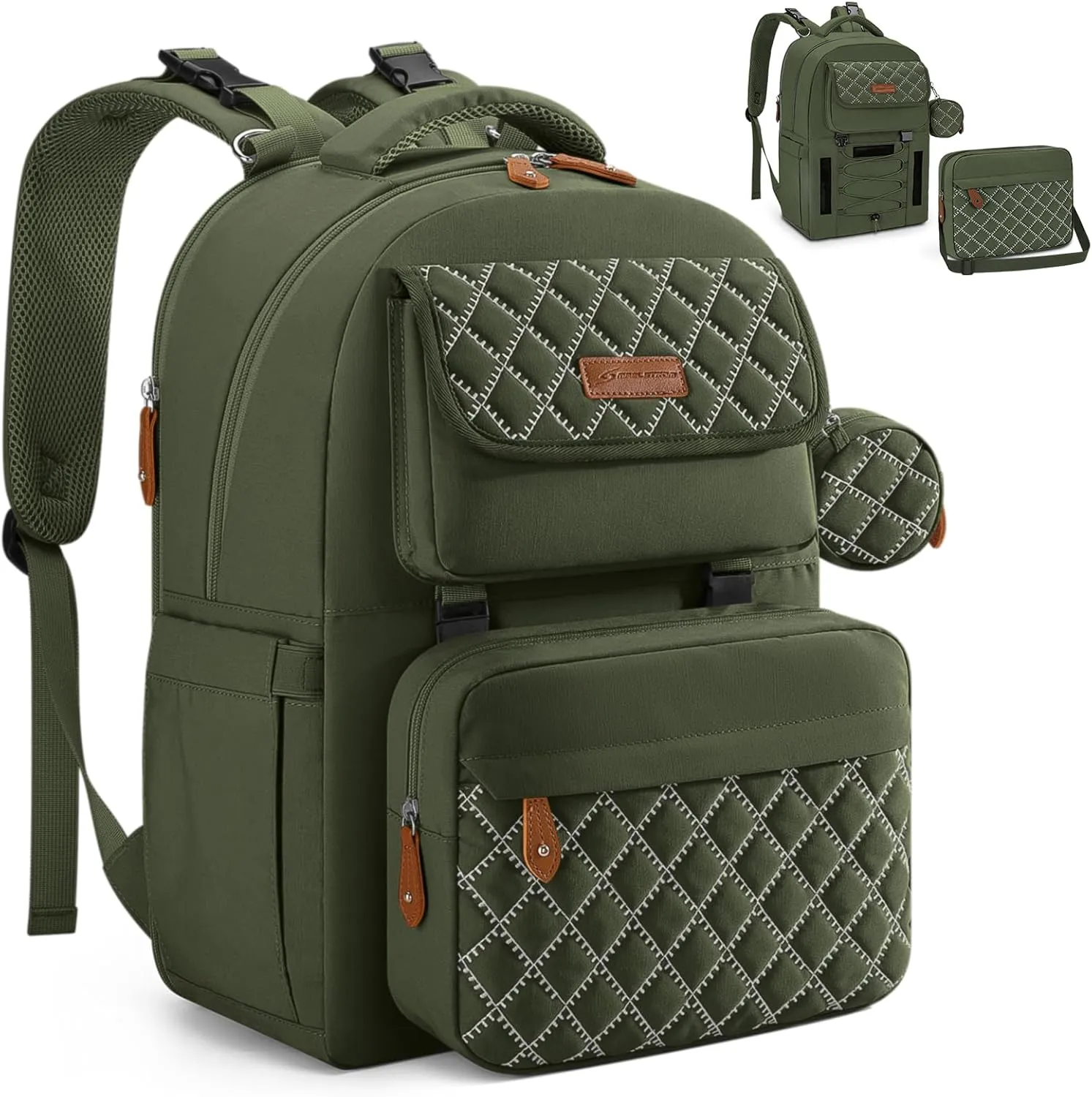 Maelstrom Large Diaper Bag,29L-45L Expandable Diaper Bag Backpack for 2 Kids/Twins Baby Stuff, with Removable Cross Body Bottle Bag for Mom/Dad,Stylish Baby Bag Gift for Boys/Girl-Army Green