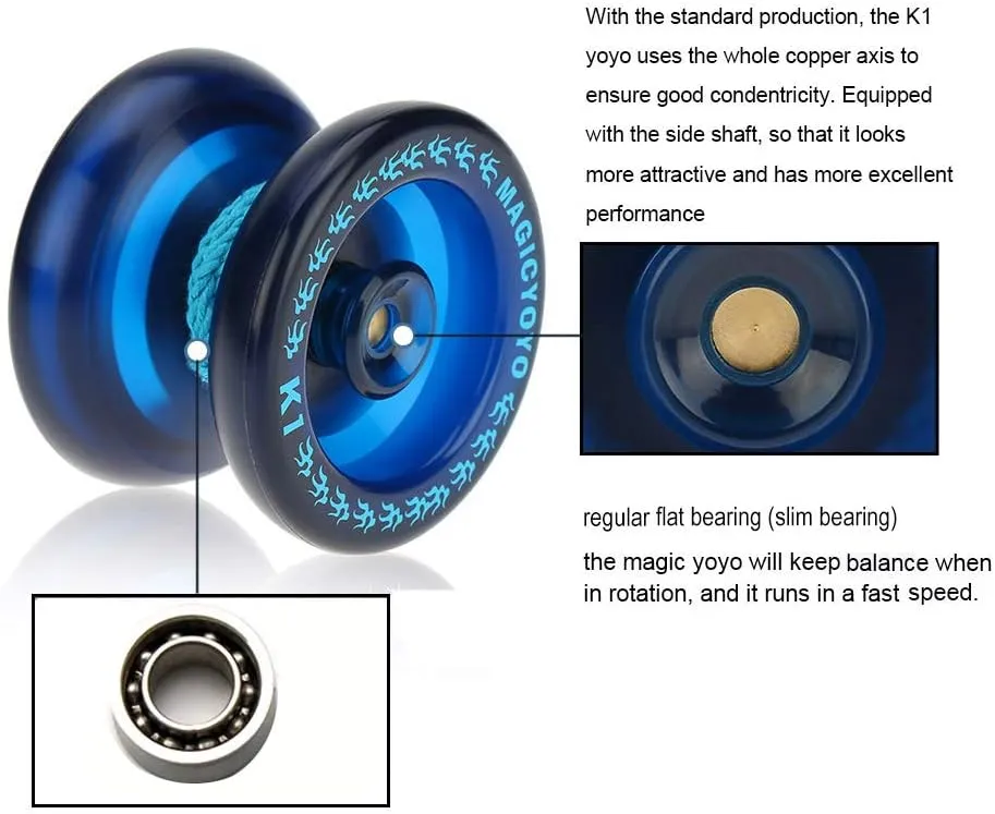 MAGICYOYO Pack of 3 Beginner Yoyos for Kids, MAGICYOYO K1-Plus Responsive YoYos with 3 Yo Yo Gloves, 3 Bags, 18 Strings, All in A Gift Box