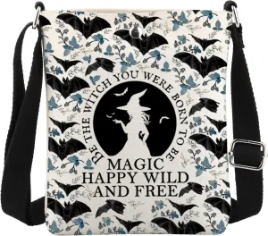 MBMSO Witchy Crossbody Bag Witch Gifts for Her Wicca Gifts Gothic Gift Bat Dark Goth Crossbody Bag Funny Halloween Party Gift