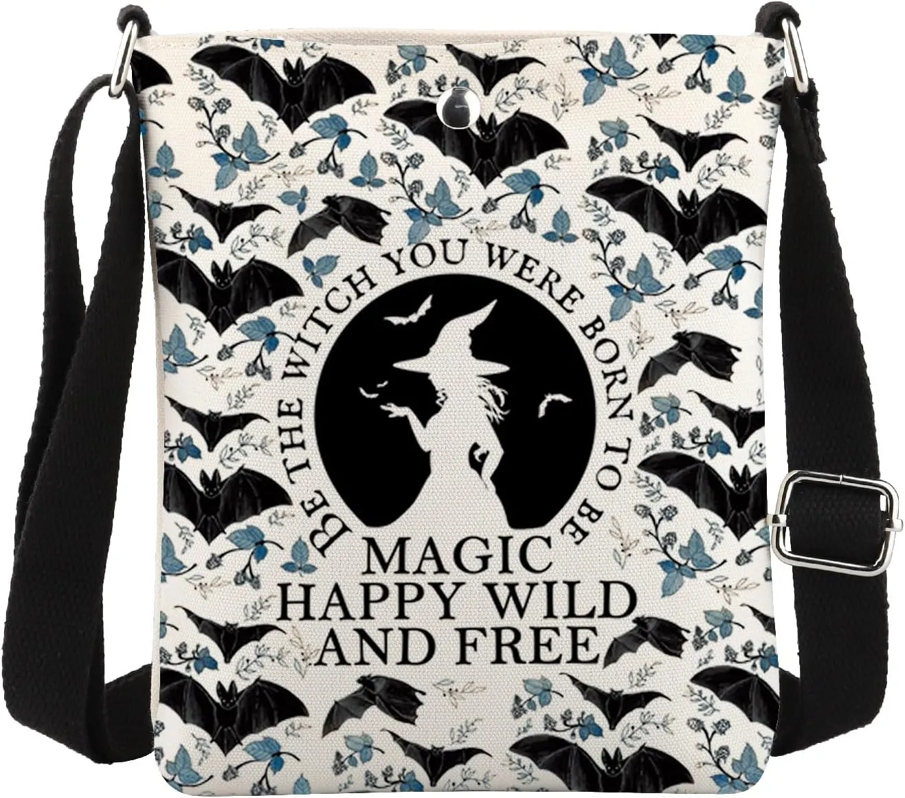 MBMSO Witchy Crossbody Bag Witch Gifts for Her Wicca Gifts Gothic Gift Bat Dark Goth Crossbody Bag Funny Halloween Party Gift