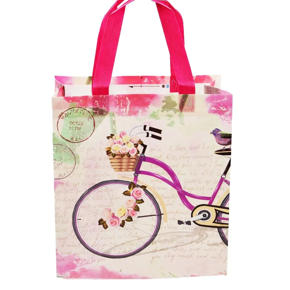 Medium Bicycle With Basket Printed PP Non-Woven Bag