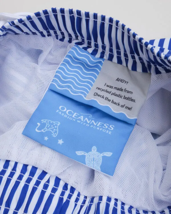 Men's Eco Sailor Swim Trunks with Blue Stripes