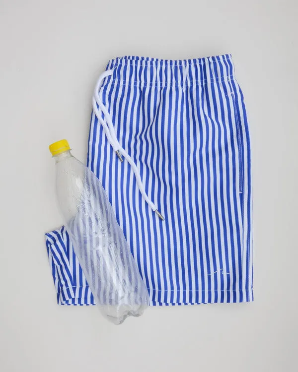 Men's Eco Sailor Swim Trunks with Blue Stripes