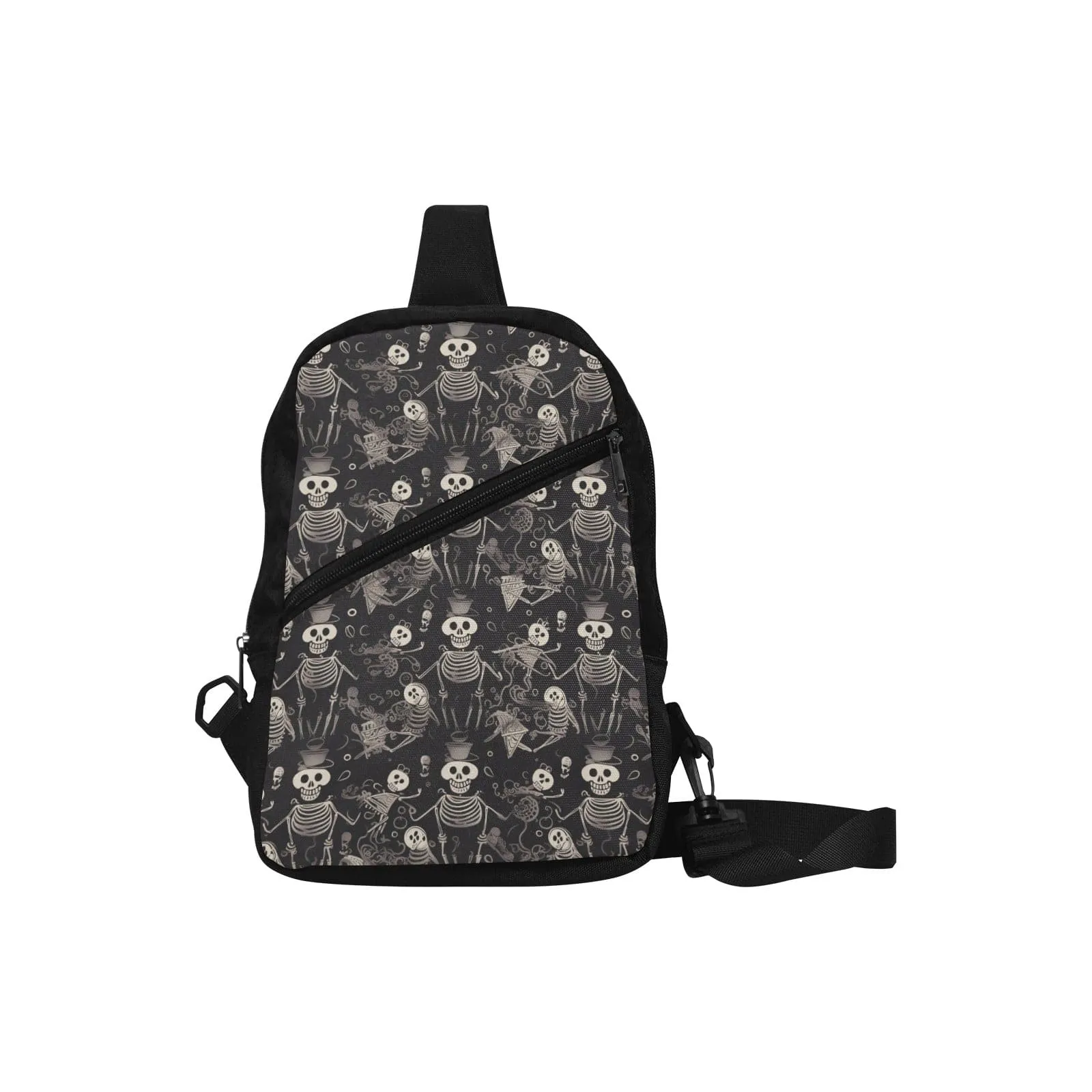 Men's Skeleton Black Chest Bag