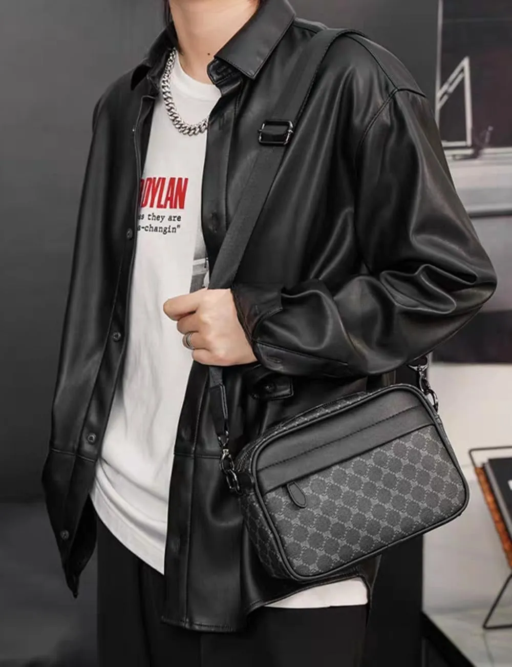 Men's Small Shoulder Bag,Multi Pocket Cross Body Bag,Messenger Bag,Durable Wear-resistant and Waterproof for Work and Travel.