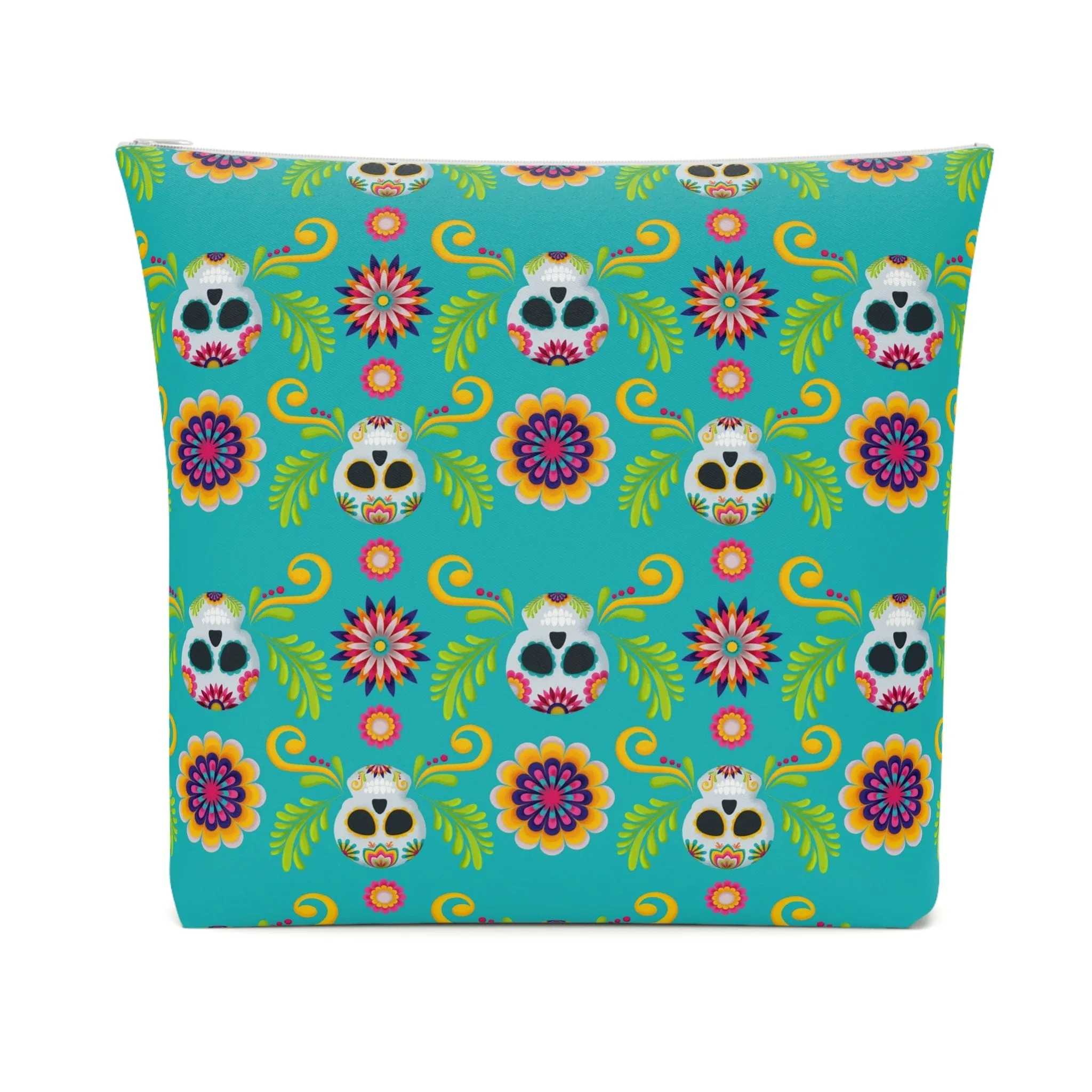 Mexican Skulls Floral Cotton Cosmetic Bag 5 Sizes