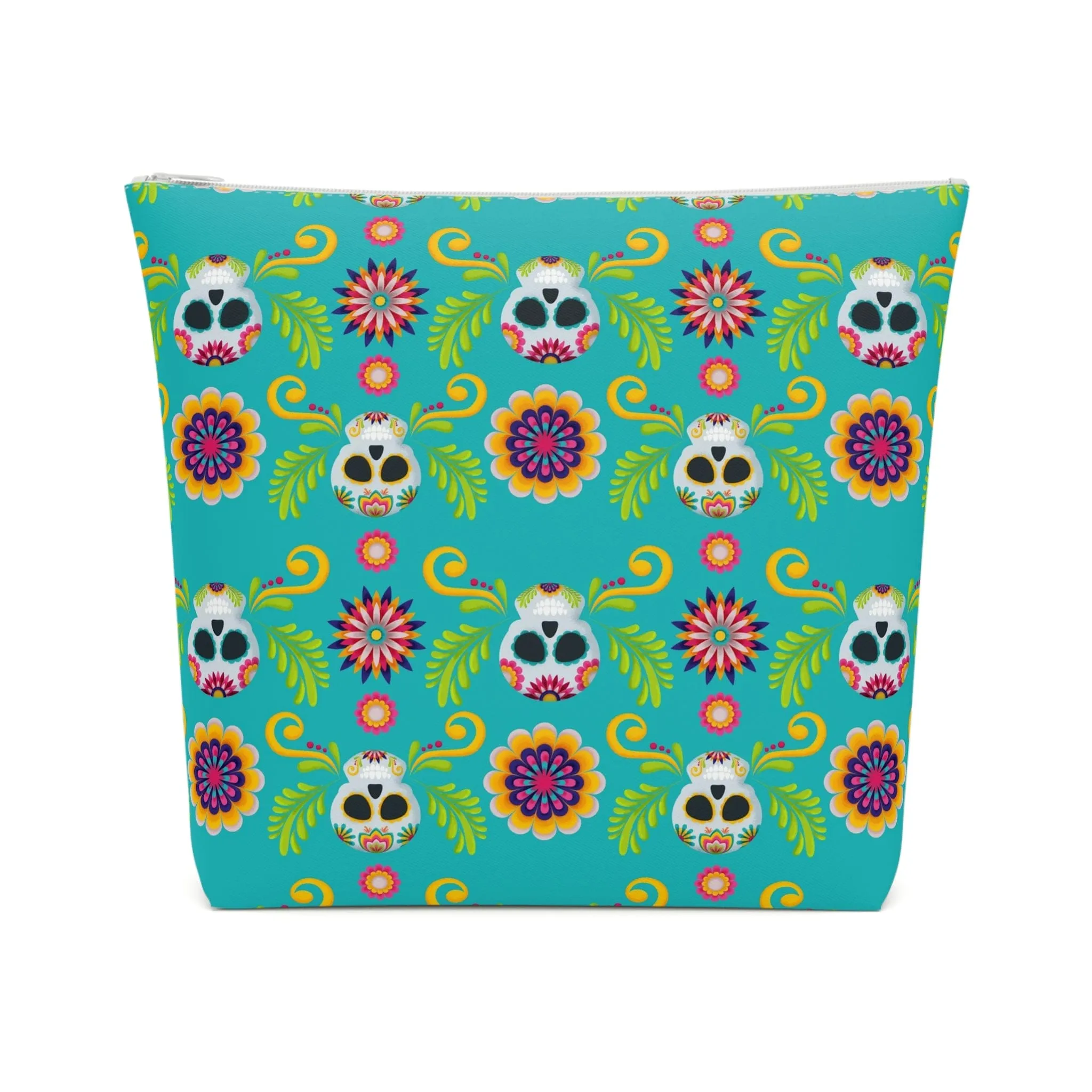 Mexican Skulls Floral Cotton Cosmetic Bag 5 Sizes