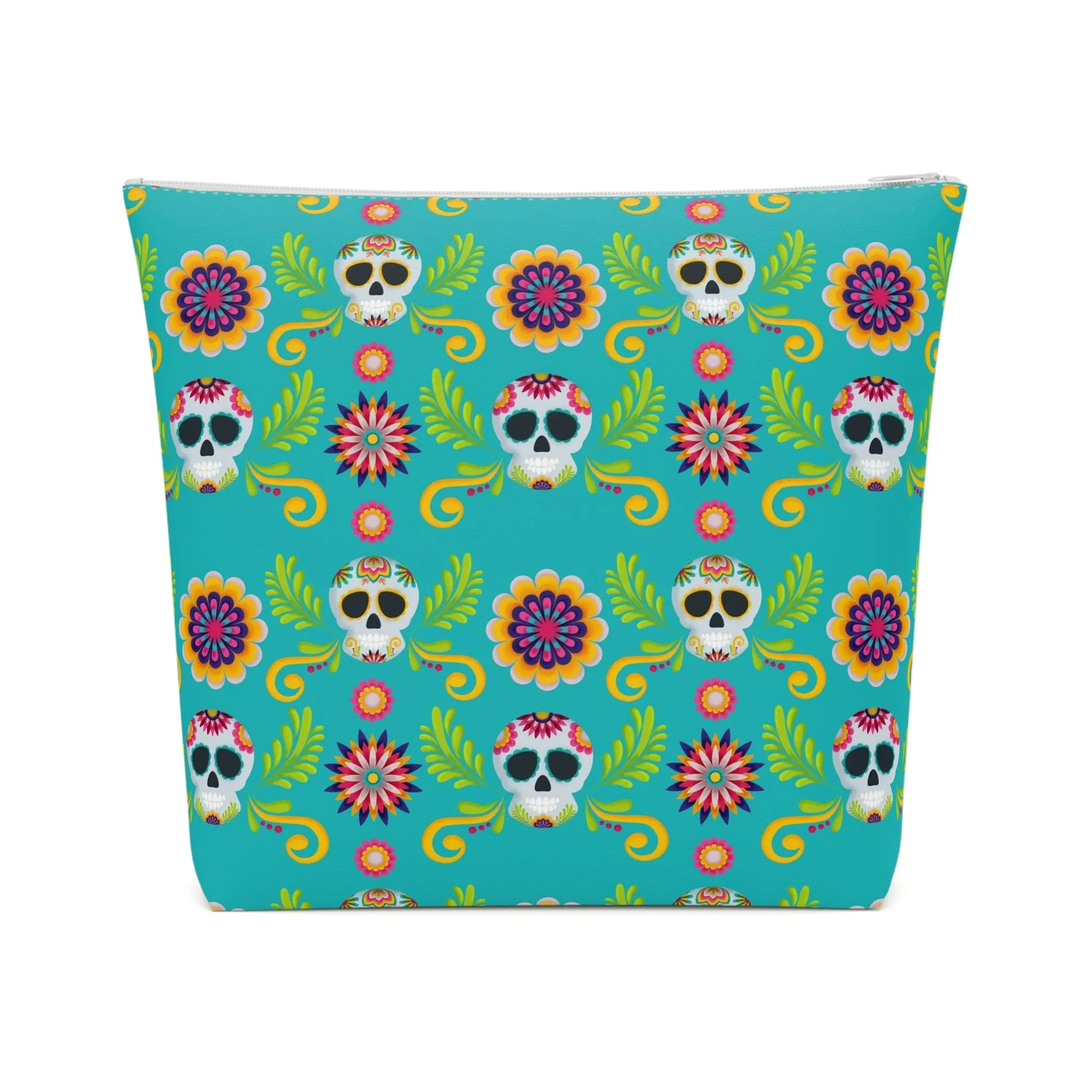 Mexican Skulls Floral Cotton Cosmetic Bag 5 Sizes