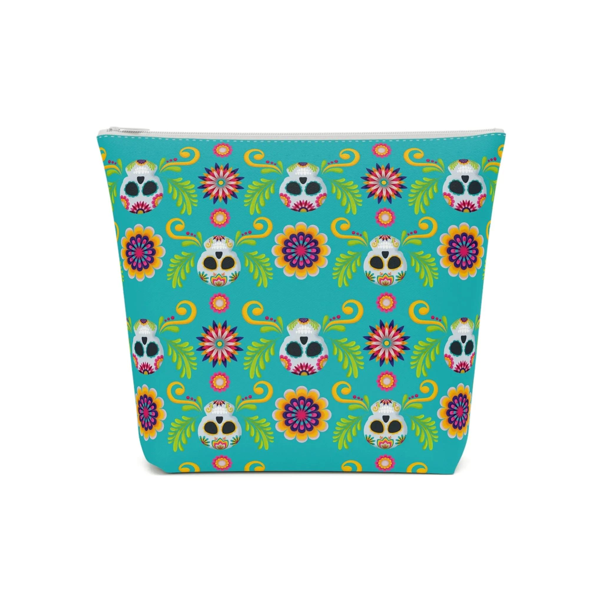Mexican Skulls Floral Cotton Cosmetic Bag 5 Sizes