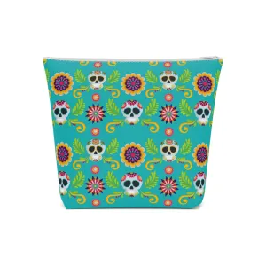 Mexican Skulls Floral Cotton Cosmetic Bag 5 Sizes