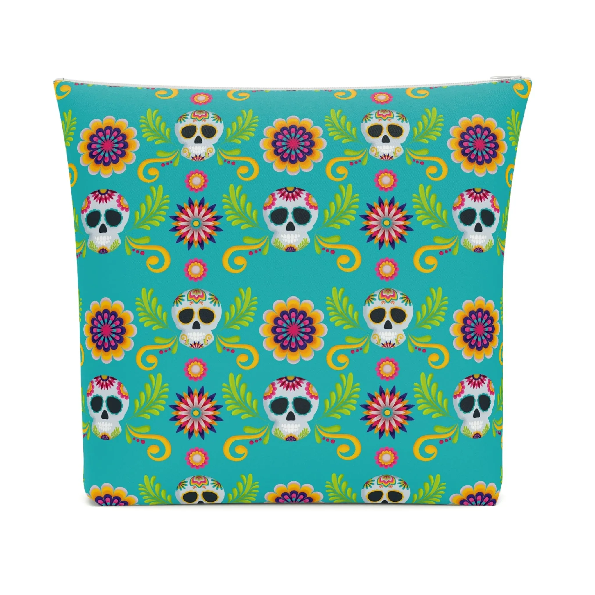 Mexican Skulls Floral Cotton Cosmetic Bag 5 Sizes