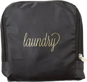 Miamica Soft Travel Laundry Bag with Zipper and Drawstring, Black & Gold, 21” x 22” – Keep Your Dirty Clothes Separate and Your Suitcase Organized – Expandable, Durable, and Foldable Laundry Bag