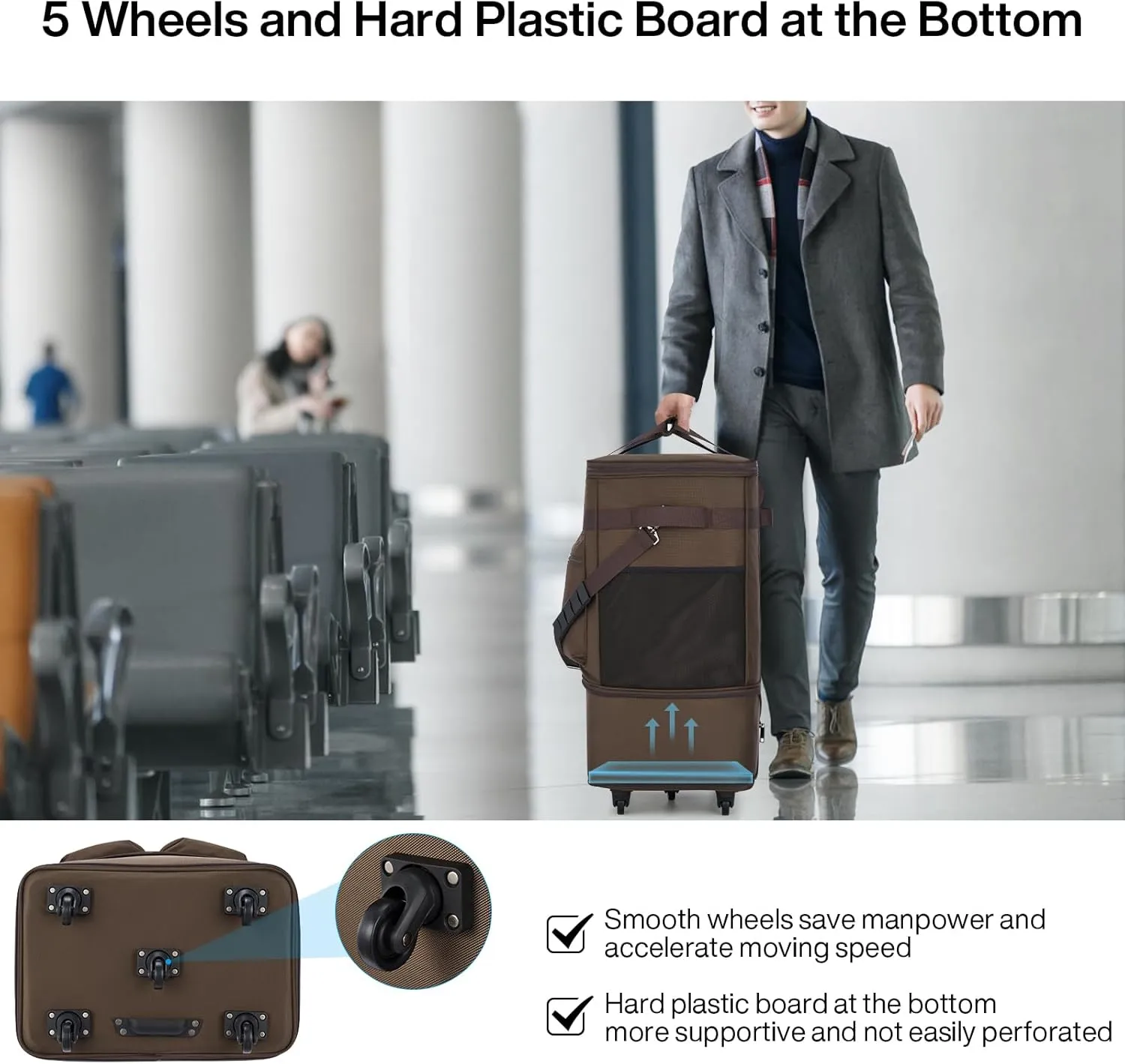 MILADA Moving Boxes for Packaging Moving Bags Expandable Moving Boxes Medium and 98 L Large with Five Wheels and Detachable Shoulder Strap Moving Storage Bags also for Travel, Coffee