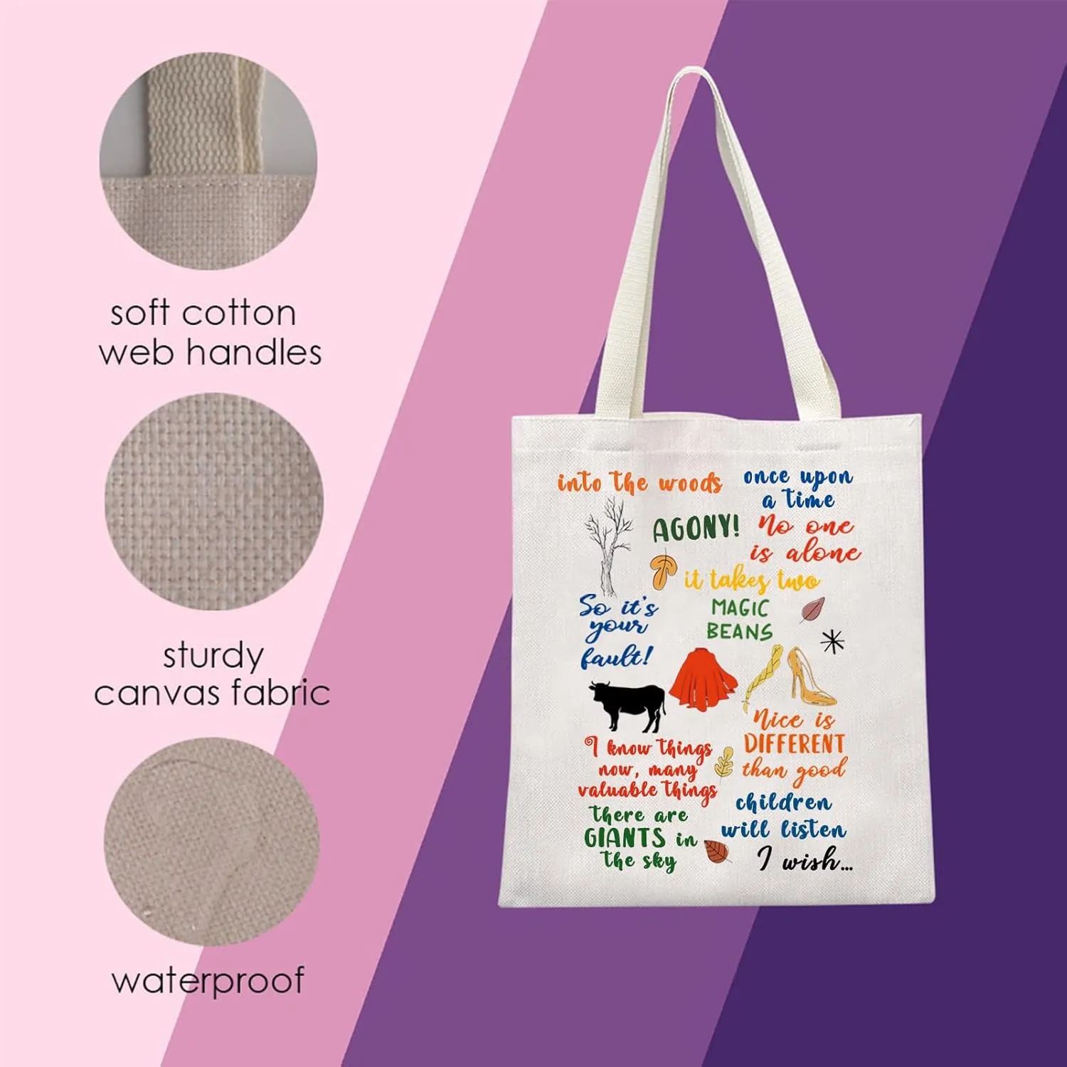 MNIGIU Into Woods Tote Bag - Musical Merch with Quote