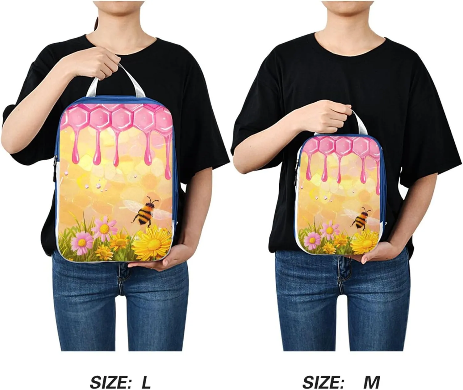 MNSRUU Packing Cubes Magic Cartoon Bees and Flowers Compression Luggage Cubes Packing Bags Travel Organizer for Suitcases, 3 PCS