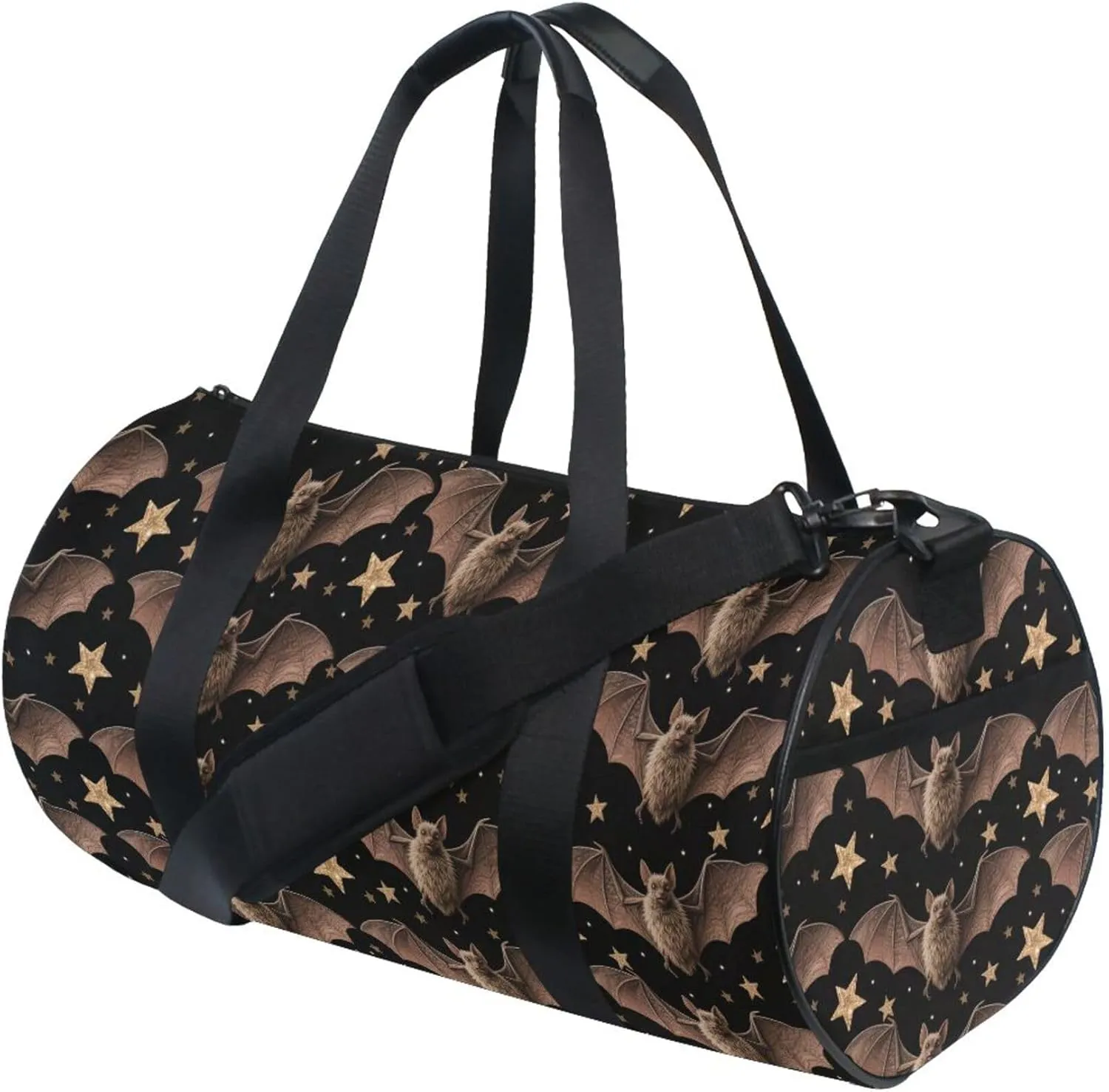 MNSRUU Sports Duffel Bags, Black Bat Star Athletic Gym Bag Overnight Workout Travel Tote Luggage for Men Women Yoga