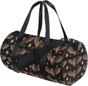 MNSRUU Sports Duffel Bags, Black Bat Star Athletic Gym Bag Overnight Workout Travel Tote Luggage for Men Women Yoga