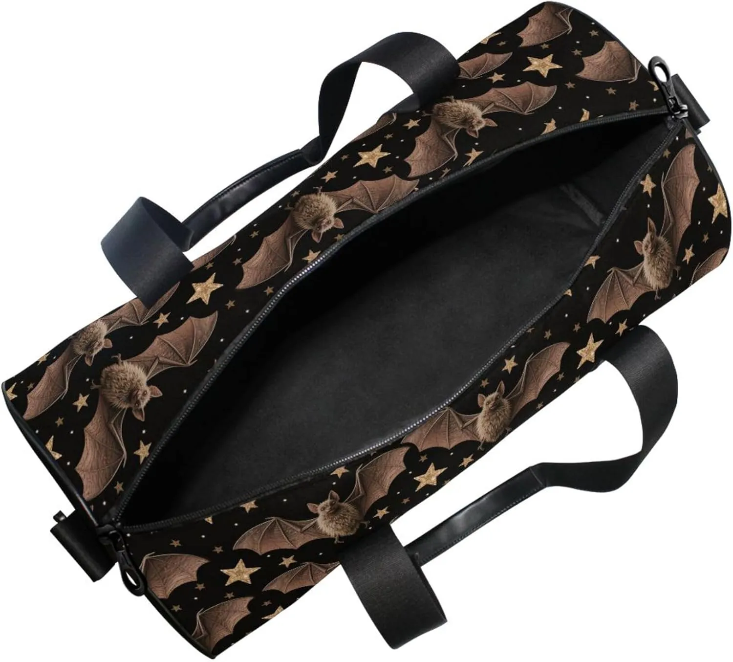 MNSRUU Sports Duffel Bags, Black Bat Star Athletic Gym Bag Overnight Workout Travel Tote Luggage for Men Women Yoga