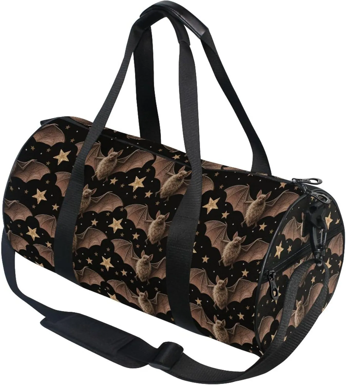 MNSRUU Sports Duffel Bags, Black Bat Star Athletic Gym Bag Overnight Workout Travel Tote Luggage for Men Women Yoga