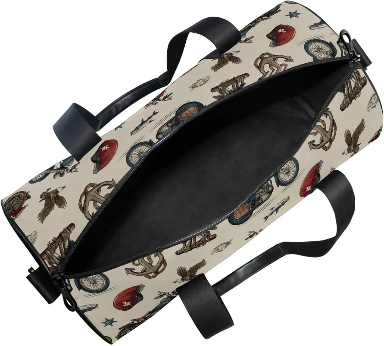 MNSRUU Sports Duffel Bags, Flag Eagle Motorcycles Anchor Athletic Gym Bag Overnight Workout Travel Tote Luggage for Men Women Yoga