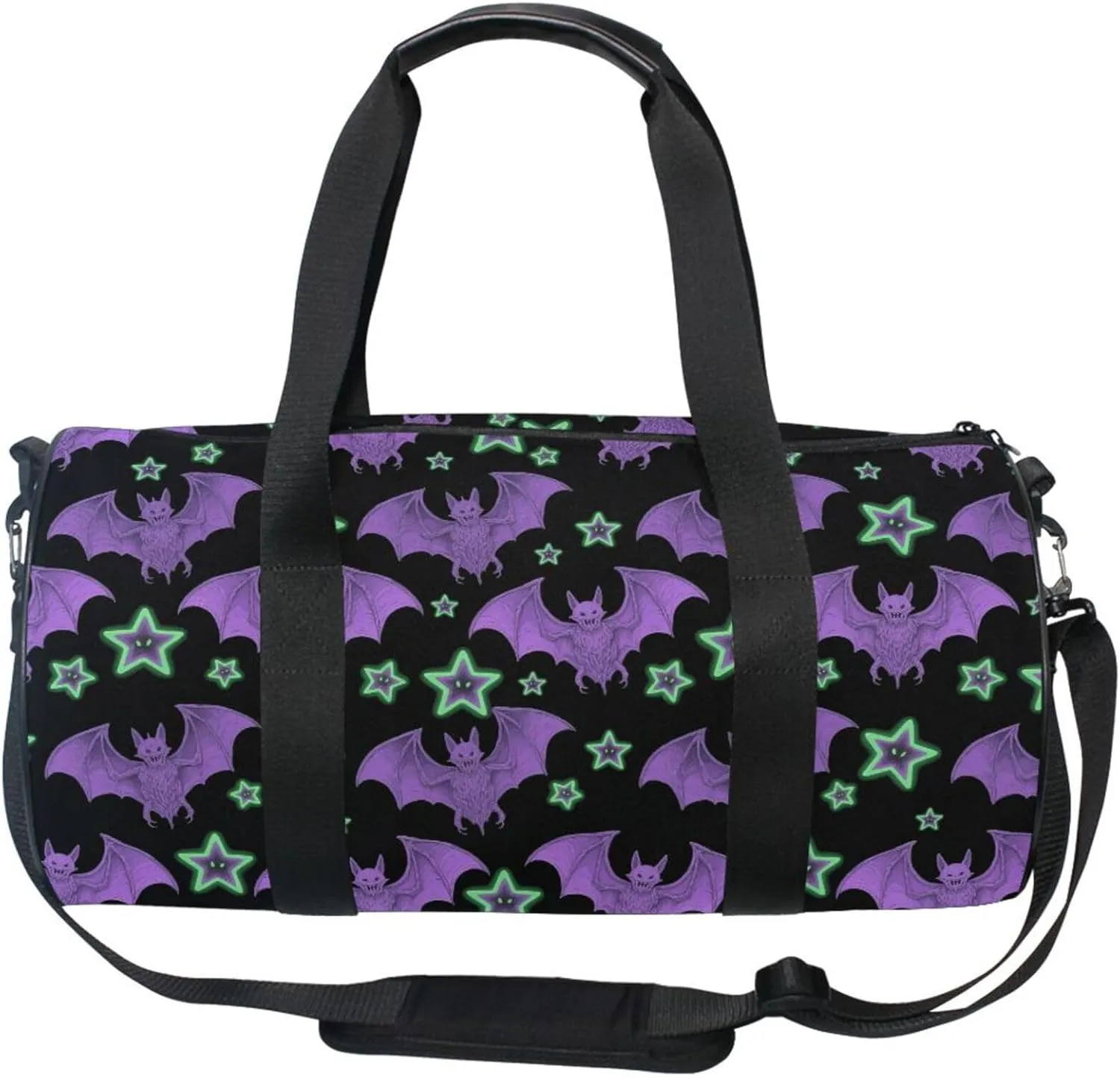 MNSRUU Sports Duffel Bags, Purple Bat Star Athletic Gym Bag Overnight Workout Travel Tote Luggage for Men Women Yoga