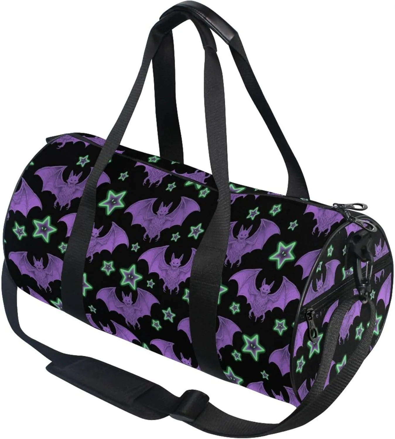 MNSRUU Sports Duffel Bags, Purple Bat Star Athletic Gym Bag Overnight Workout Travel Tote Luggage for Men Women Yoga