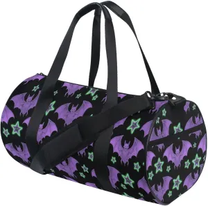 MNSRUU Sports Duffel Bags, Purple Bat Star Athletic Gym Bag Overnight Workout Travel Tote Luggage for Men Women Yoga