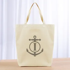 Monogram Anchor Initial Tote Bag - gray