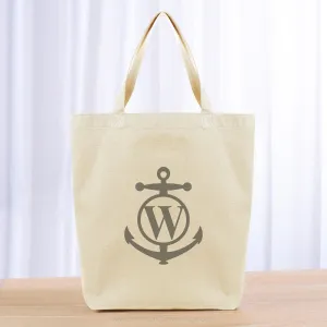 Monogram Anchor Initial Tote Bag - gray