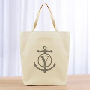 Monogram Anchor Initial Tote Bag - gray