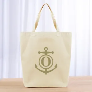 Monogram Anchor Initial Tote Bag - khaki