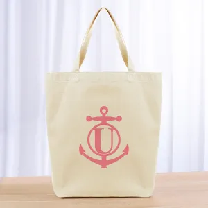 Monogram Anchor Initial Tote Bag - pink