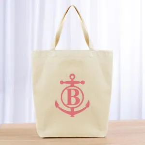 Monogram Anchor Initial Tote Bag - pink