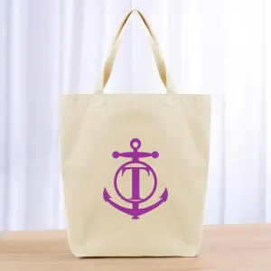 Monogram Anchor Initial Tote Bag - purple