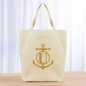 Monogram Anchor Initial Tote Bag - yellow orange