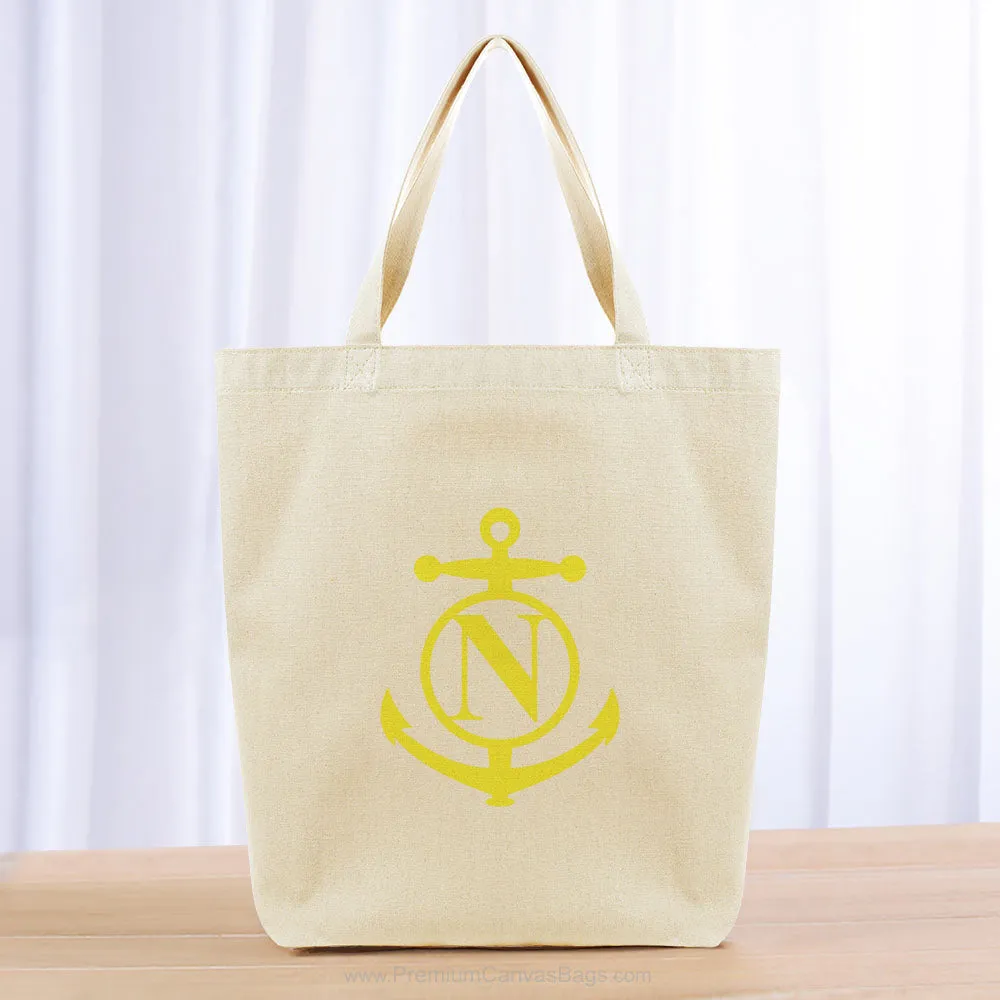 Monogram Anchor Initial Tote Bag - yellow