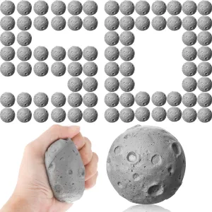 Moon Stress Balls 2.5 Inch Anxiety Fidget Relief Squeeze Balls Soft Foam Toy for Teenagers Students Birthday Party Favors for Adults Finger Exercise School Office (50 Pcs)