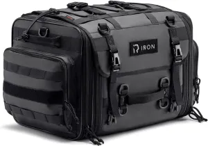 Motorcycle Tail Bag, Expandable Motorcycle Travel Luggage Bags 40L-60L, Waterproof Rear Rack Trunk with Rain Cover and Sissy Bar Straps