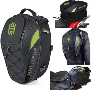 Motorcycle Tail Bag Seat Helmet with Password Lock - 38L Motorcycle Backpack Waterproof Luggage Bags Waterproof Luggage Bags Motorbike Helmet Bag 25L-38L Large Capacity Dual Use Bag (Green)