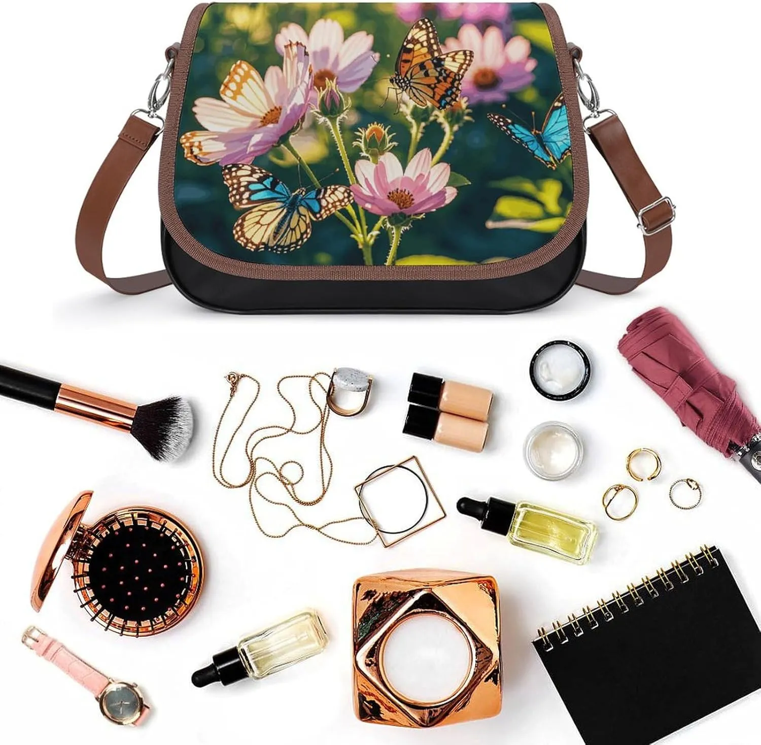 Mountain Cabin Moose Crossbody Bags for Women Travel Shoulder Bag Small Leather Cross Body Handbags
