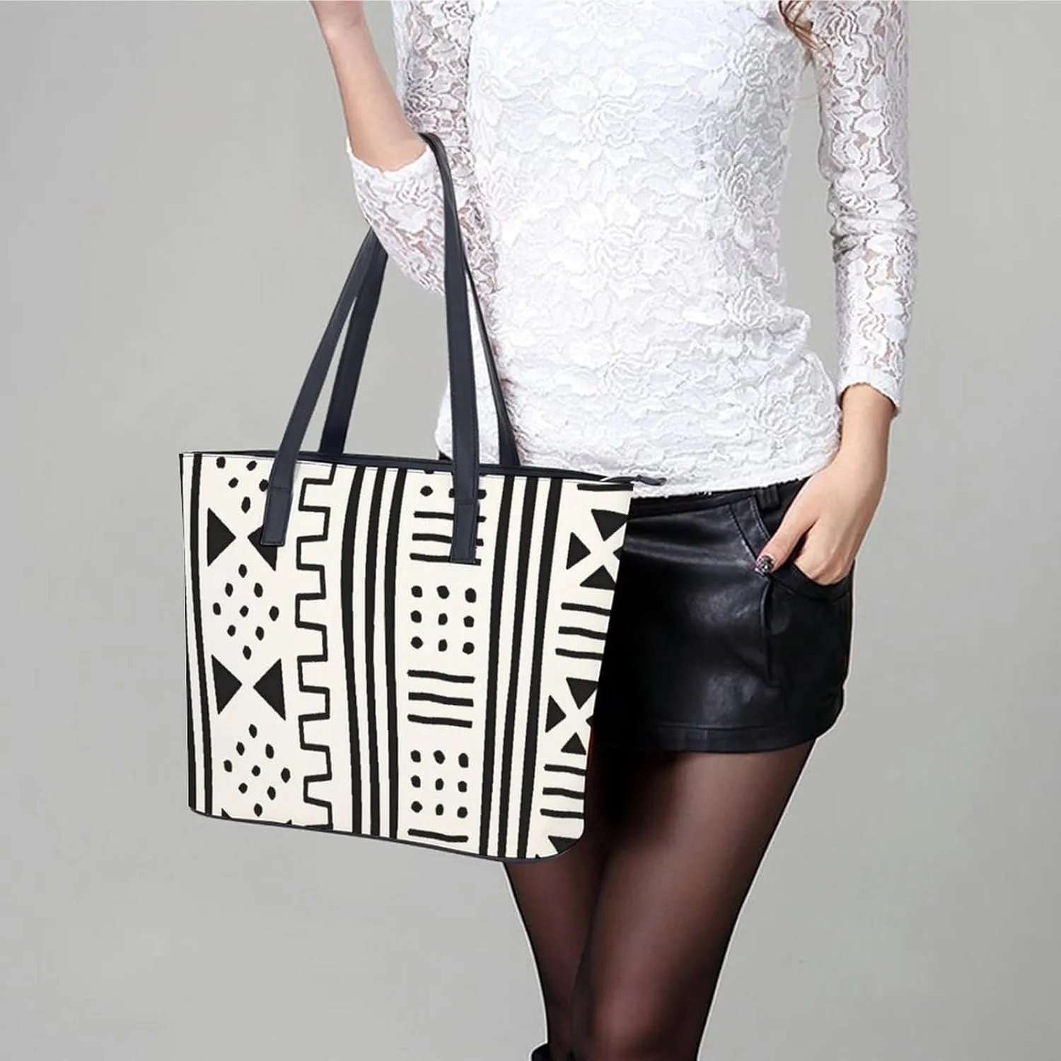 Mud Print Style A Leather Handbag with Large Capacity And Portability