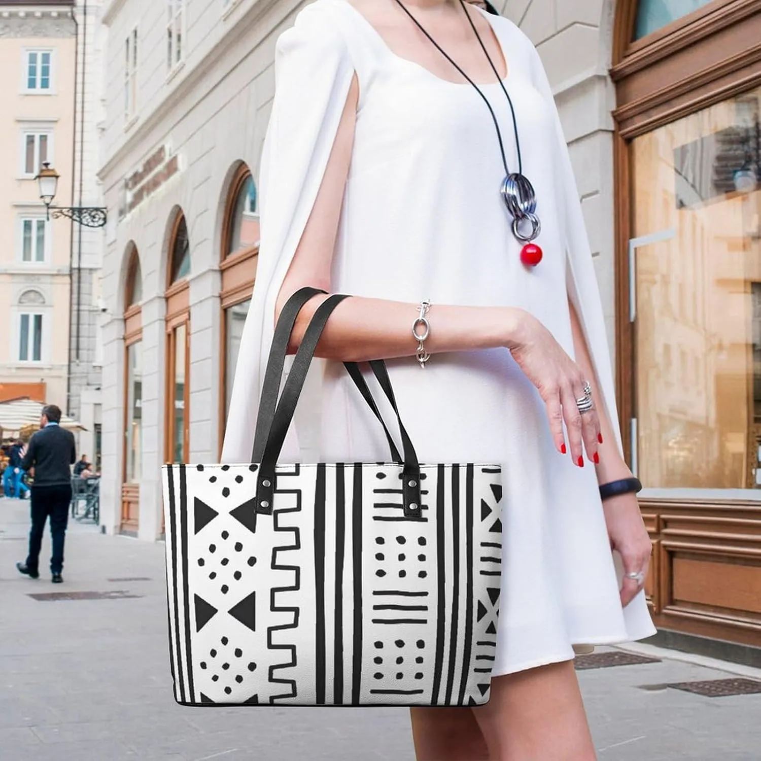 Mud Print Style A Leather Handbag with Large Capacity And Portability